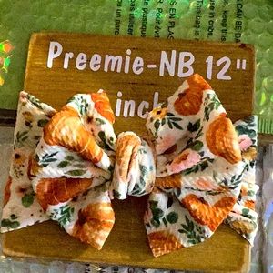 Preemie-newborn 12inch headwrap bow hamd made